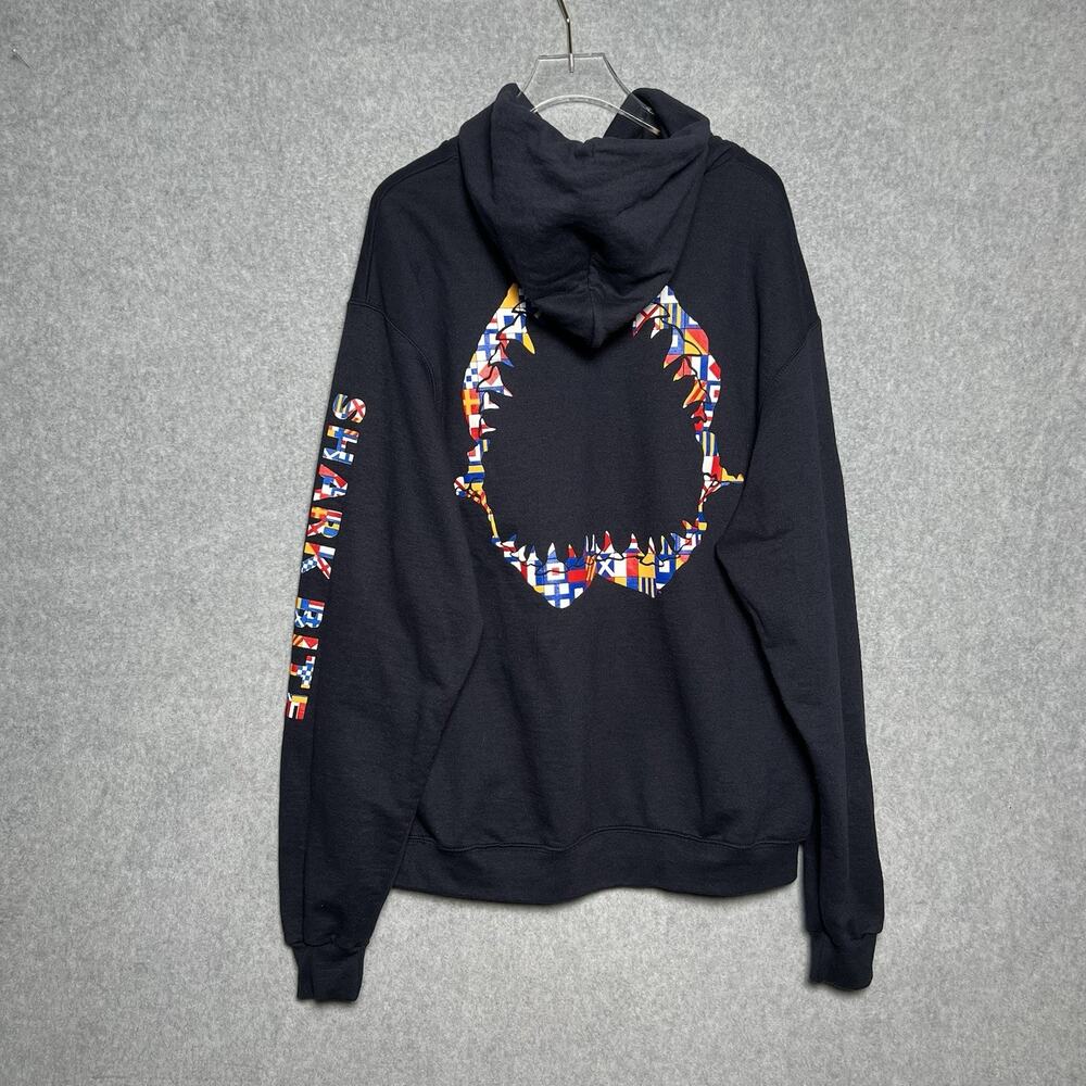 Champion Chatham Shark Bite Hoodie Large Nautical Flags Cape Cod Shark Navy